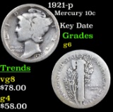 1921-p Mercury Dime 10c Grades g+