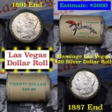 ***Auction Highlight*** Full Morgan/Peace Flaminngo Hotel silver $1 roll $20, 1887 & 1891 end (fc)