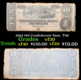1864 $10 Confederate Note, T68 vf++