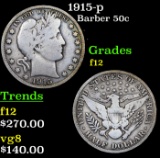 1915-p Barber Half Dollars 50c Grades f, fine