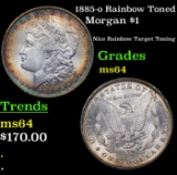 1885-o Rainbow Toned Morgan Dollar $1 Grades Choice Unc