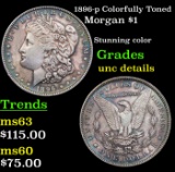 1896-p Colorfully Toned Morgan Dollar $1 Grades Unc Details