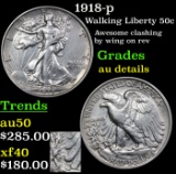 1918-p Walking Liberty Half Dollar 50c Grades AU Details
