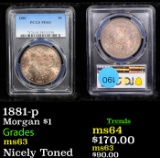 PCGS 1881-p Morgan Dollar $1 Graded ms63 By PCGS