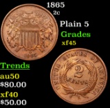 1865 Two Cent Piece 2c Grades xf+