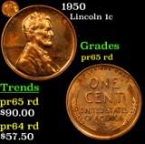 Proof 1950 Lincoln Cent 1c Grades Gem Proof Red