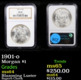NGC 1901-o Morgan Dollar $1 Graded ms64 By NGC