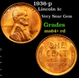 1936-p Lincoln Cent 1c Grades Choice+ Unc RD