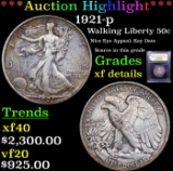 ***Auction Highlight*** 1921-p Walking Liberty Half Dollar 50c Graded xf details By USCG (fc)