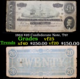 1864 $20 Confederate Note, T67 vf+