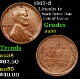 1917-d Lincoln Cent 1c Grades Select AU