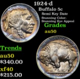 1924-d Buffalo Nickel 5c Grades AU, Almost Unc