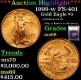 ***Auction Highlight*** 1999-w FS-401 Gold Eagle $5 Graded ms69 By USCG (fc)