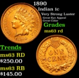 1890 Indian Cent 1c Grades Select Unc RD