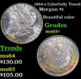 1884-o Colorfully Toned Morgan Dollar $1 Grades Select+ Unc