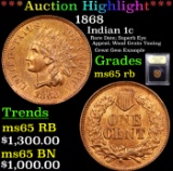 ***Auction Highlight*** 1868 Indian Cent 1c Graded GEM Unc RB By USCG (fc)