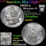 *Highlight Of Entire Auction* 1904-s Morgan Dollar $1 Graded GEM+ Unc By USCG (fc)