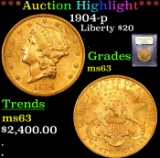 ***Auction Highlight*** 1904-p Gold Liberty Double Eagle $20 Graded Select Unc By USCG (fc)