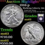 ***Auction Highlight*** 1916-p Walking Liberty Half Dollar 50c Graded Select Unc By USCG (fc)