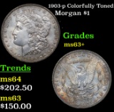 1903-p Colorfully Toned Morgan Dollar $1 Grades Select+ Unc