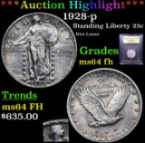 ***Auction Highlight*** 1928-p Standing Liberty Quarter 25c Graded Choice Unc FH By USCG (fc)