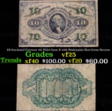 US Fractional Currency 10c Third Issue fr-1255 Washington Bust Green Reverse vf+