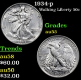 1934-p Walking Liberty Half Dollar 50c Grades Select AU