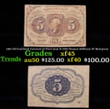 1862 US Fractional Currency 5c First Issue fr-1230 Thomas Jefferson W/ Monigram xf+