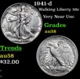 1941-d Walking Liberty Half Dollar 50c Grades Choice AU/BU Slider
