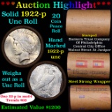 ***Auction Highlight*** 1922-p Uncirculated Peace Dollar Shotgun Roll (fc)