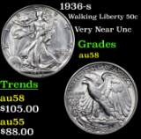 1936-s Walking Liberty Half Dollar 50c Grades Choice AU/BU Slider