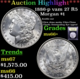 ***Auction Highlight*** 1886-p vam 27 R5 Morgan Dollar $1 Graded GEM++ Unc By USCG (fc)