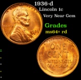 1936-d Lincoln Cent 1c Grades Choice+ Unc RD