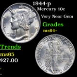 1944-p Mercury Dime 10c Grades Choice+ Unc