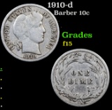 1910-d Barber Dime 10c Grades f+