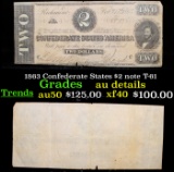 1863 Confederate States $2 note T-61 AU Details
