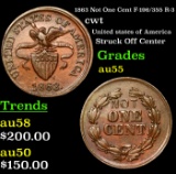 1863 Not One Cent F-196/355 R-3 Civil War Token 1c Grades Choice AU
