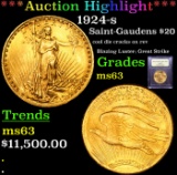 ***Auction Highlight*** 1924-s Saint-Gaudens $20 Gold Graded Select Unc By USCG (fc)