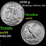 1936-p Walking Liberty Half Dollar 50c Grades Select AU
