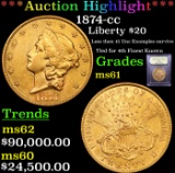 ***Auction Highlight*** 1874-cc Gold Liberty Double Eagle $20 Graded BU+ By USCG (fc)