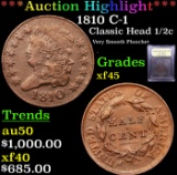 ***Auction Highlight*** 1810 C-1 Classic Head half cent 1/2c Graded xf+ BY USCG (fc)