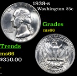 1938-s Washington Quarter 25c Grades GEM+ Unc
