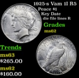 1925-s Vam 1I R5 Peace Dollar $1 Grades Select Unc