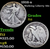 1916-s Walking Liberty Half Dollar 50c Grades f, fine