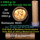 Uncirculated Shotgun Lincoln 1c roll, 1962-p 50 pcs Brandt Wrapper