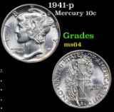 1941-p Mercury Dime 10c Grades Choice Unc