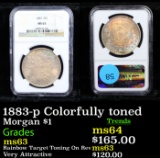 1883-p Colorfully toned Morgan Dollar $1 Graded ms63 By NGC