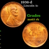 1936-d Lincoln Cent 1c Grades Select Unc RB