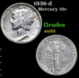1936-d Mercury Dime 10c Grades Choice AU
