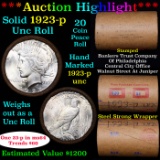 ***Auction Highlight*** 1923-p Uncirculated Peace Dollar Shotgun Roll (fc)
